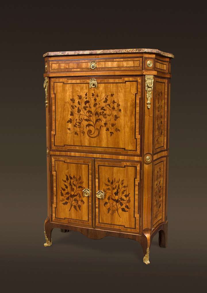 A TRANSITION END-CUT MARQUETRY DROP-FRONT SECRETAIRE
